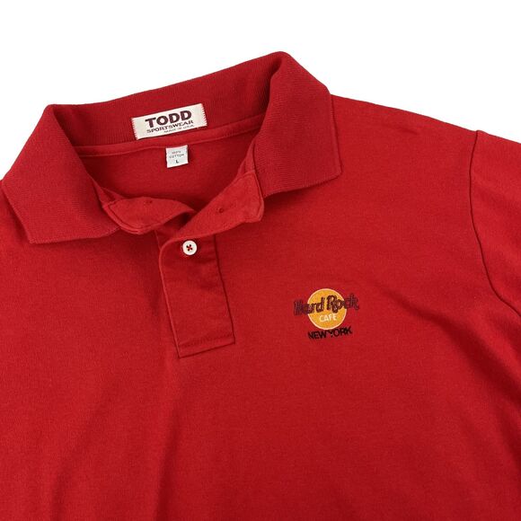 Vintage Todd Sportswear Hard Rock Cafe New York Polo Shirt Sz L Single Stitch - Picture 1 of 8